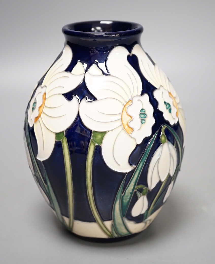 A Moorcroft 'daffodil glade' vase by Rachel Bishop, limited edition 12/25, 2016, boxed, 13 cms high.